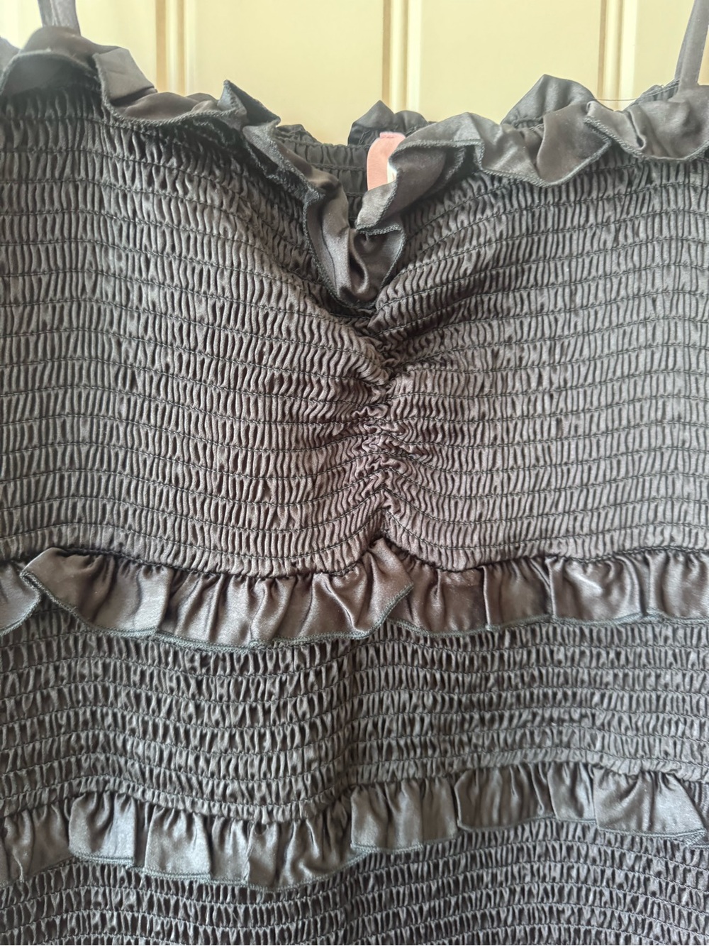 Show Me Your Mumu Stella Black Ruffled Smocked Midi Dress with Tie Straps XXL - Picture 2 of 5